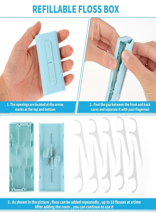 WLLHYF Portable Dental Floss Pick Organizer Travel Flosser Dispenser Storage Case Refillable Holder Boxes with 10 Floss Picks for Teeth Cleaning (White, Blue, Pink) - Image 3